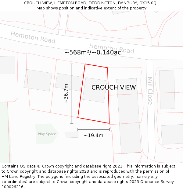 CROUCH VIEW, HEMPTON ROAD, DEDDINGTON, BANBURY, OX15 0QH: Plot and title map