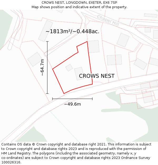 CROWS NEST, LONGDOWN, EXETER, EX6 7SP: Plot and title map