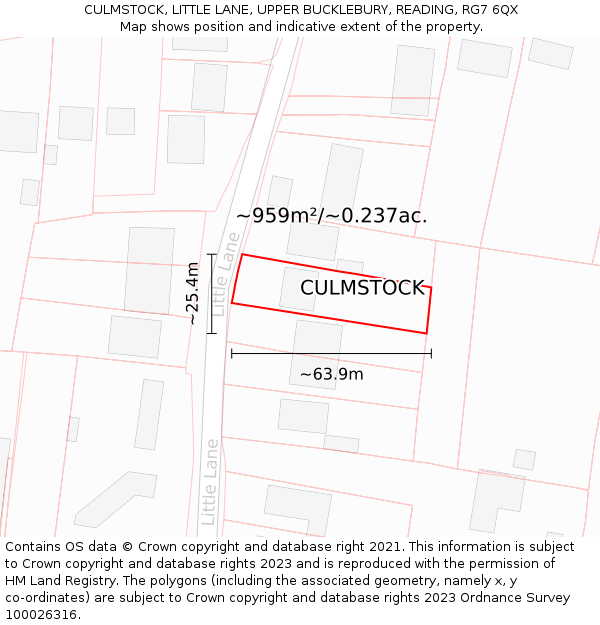 CULMSTOCK, LITTLE LANE, UPPER BUCKLEBURY, READING, RG7 6QX: Plot and title map