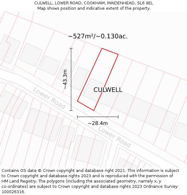 CULWELL, LOWER ROAD, COOKHAM, MAIDENHEAD, SL6 9EL: Plot and title map