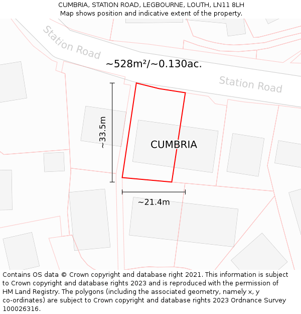 CUMBRIA, STATION ROAD, LEGBOURNE, LOUTH, LN11 8LH: Plot and title map