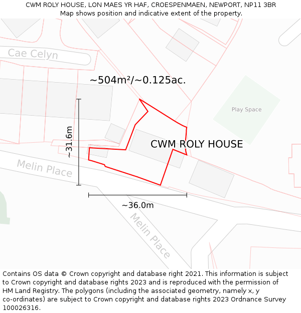 CWM ROLY HOUSE, LON MAES YR HAF, CROESPENMAEN, NEWPORT, NP11 3BR: Plot and title map