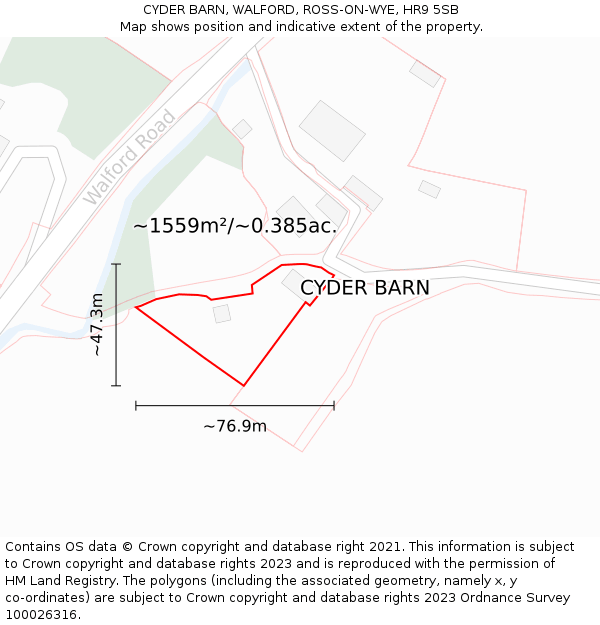 CYDER BARN, WALFORD, ROSS-ON-WYE, HR9 5SB: Plot and title map