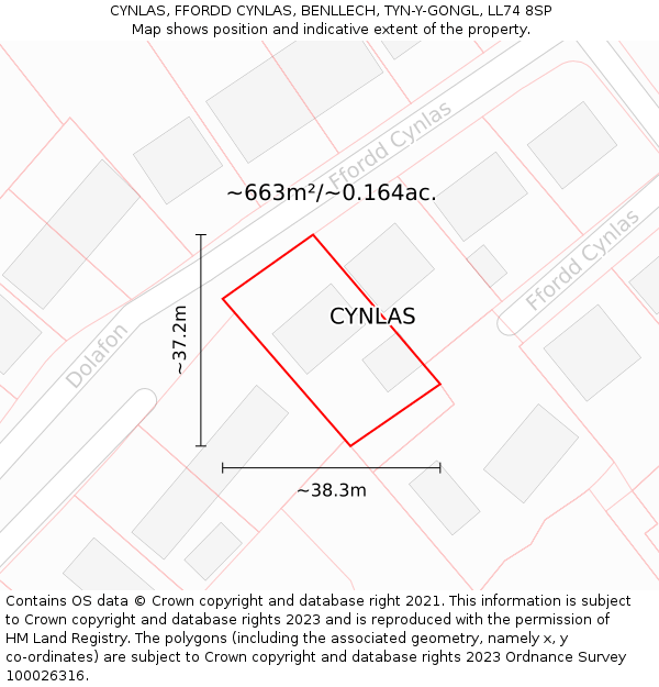 CYNLAS, FFORDD CYNLAS, BENLLECH, TYN-Y-GONGL, LL74 8SP: Plot and title map