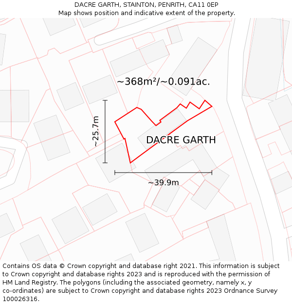 DACRE GARTH, STAINTON, PENRITH, CA11 0EP: Plot and title map