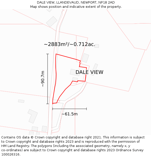 DALE VIEW, LLANDEVAUD, NEWPORT, NP18 2AD: Plot and title map