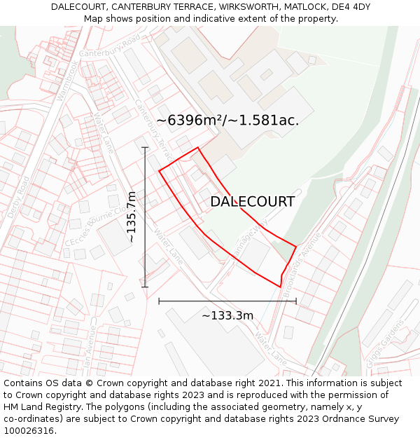 DALECOURT, CANTERBURY TERRACE, WIRKSWORTH, MATLOCK, DE4 4DY: Plot and title map