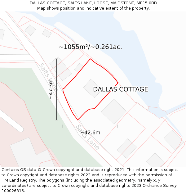 DALLAS COTTAGE, SALTS LANE, LOOSE, MAIDSTONE, ME15 0BD: Plot and title map