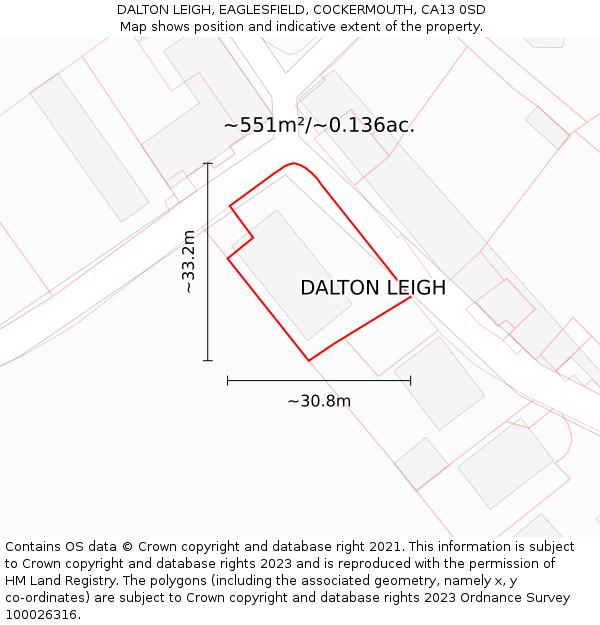 DALTON LEIGH, EAGLESFIELD, COCKERMOUTH, CA13 0SD: Plot and title map