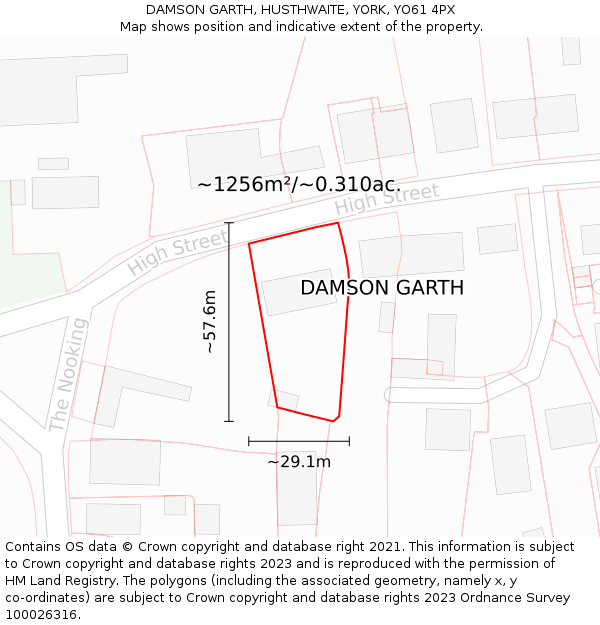 DAMSON GARTH, HUSTHWAITE, YORK, YO61 4PX: Plot and title map