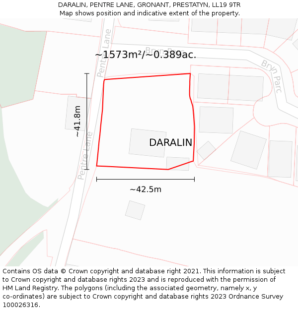 DARALIN, PENTRE LANE, GRONANT, PRESTATYN, LL19 9TR: Plot and title map