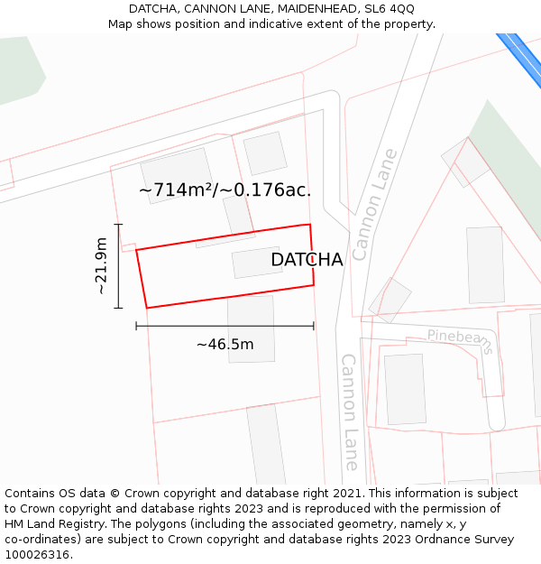 DATCHA, CANNON LANE, MAIDENHEAD, SL6 4QQ: Plot and title map