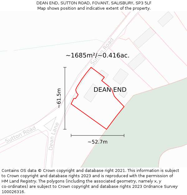 DEAN END, SUTTON ROAD, FOVANT, SALISBURY, SP3 5LF: Plot and title map