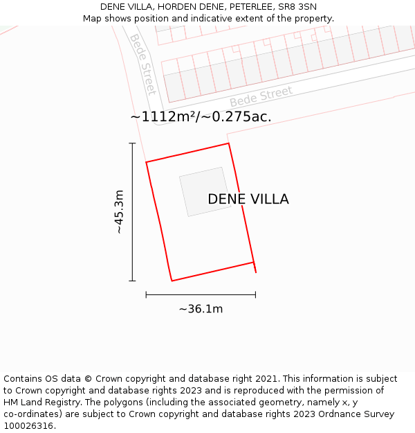 DENE VILLA, HORDEN DENE, PETERLEE, SR8 3SN: Plot and title map