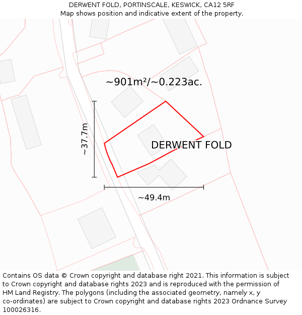 DERWENT FOLD, PORTINSCALE, KESWICK, CA12 5RF: Plot and title map