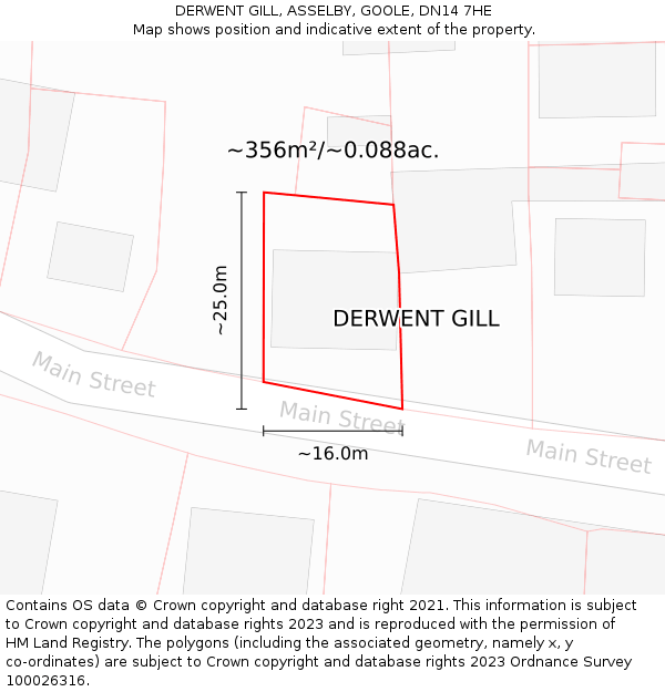 DERWENT GILL, ASSELBY, GOOLE, DN14 7HE: Plot and title map