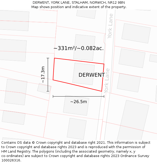 DERWENT, YORK LANE, STALHAM, NORWICH, NR12 9BN: Plot and title map
