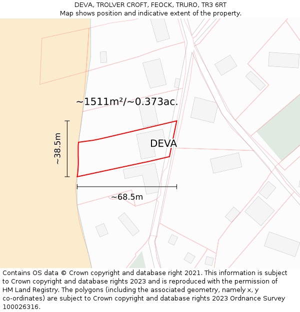 DEVA, TROLVER CROFT, FEOCK, TRURO, TR3 6RT: Plot and title map