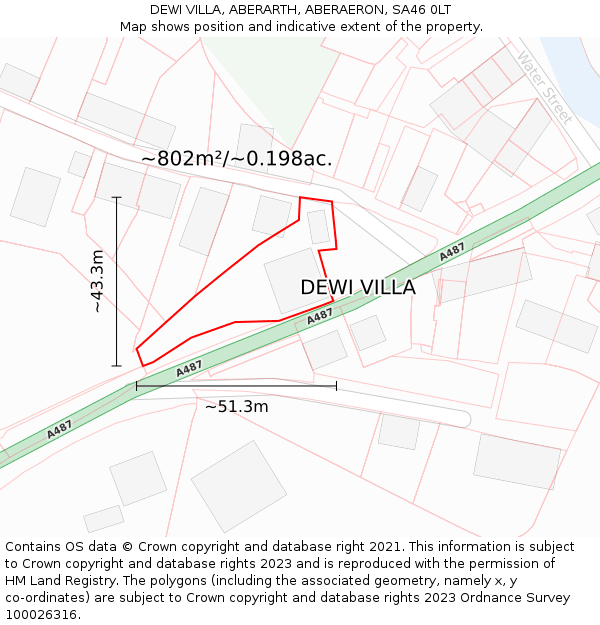 DEWI VILLA, ABERARTH, ABERAERON, SA46 0LT: Plot and title map