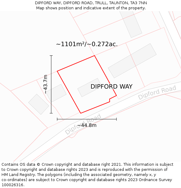 DIPFORD WAY, DIPFORD ROAD, TRULL, TAUNTON, TA3 7NN: Plot and title map