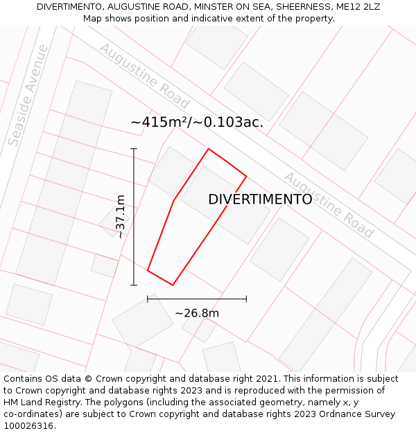 DIVERTIMENTO, AUGUSTINE ROAD, MINSTER ON SEA, SHEERNESS, ME12 2LZ: Plot and title map