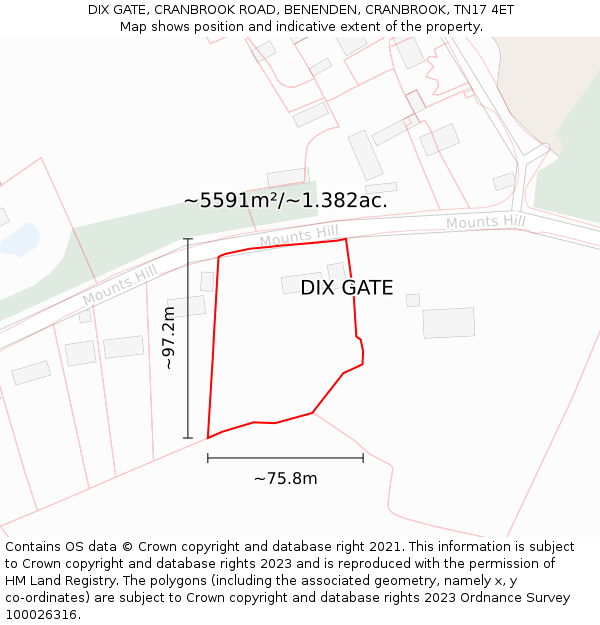 DIX GATE, CRANBROOK ROAD, BENENDEN, CRANBROOK, TN17 4ET: Plot and title map