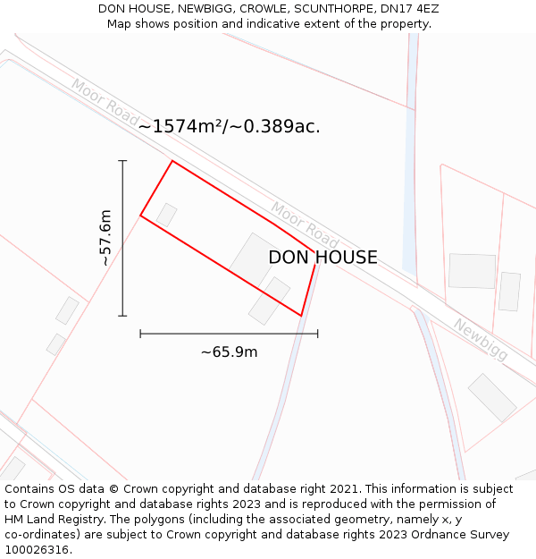 DON HOUSE, NEWBIGG, CROWLE, SCUNTHORPE, DN17 4EZ: Plot and title map