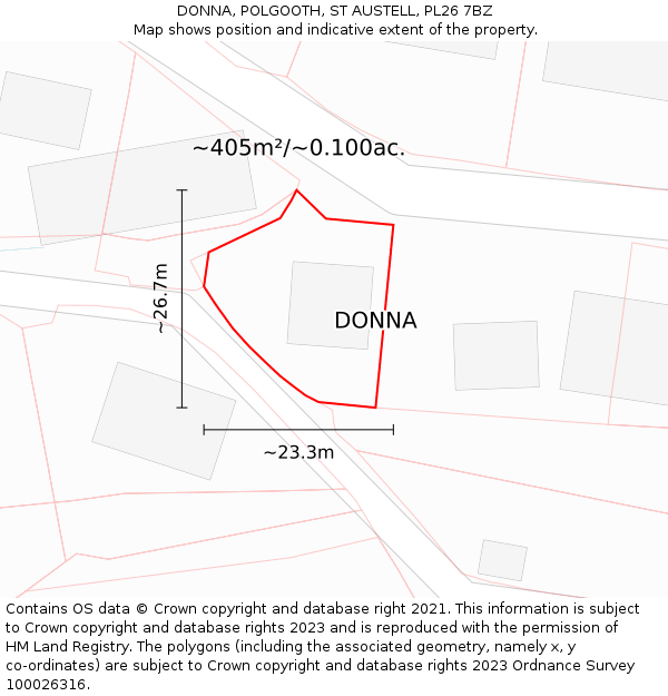 DONNA, POLGOOTH, ST AUSTELL, PL26 7BZ: Plot and title map