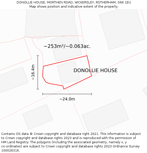 DONOLLIE HOUSE, MORTHEN ROAD, WICKERSLEY, ROTHERHAM, S66 1EU: Plot and title map