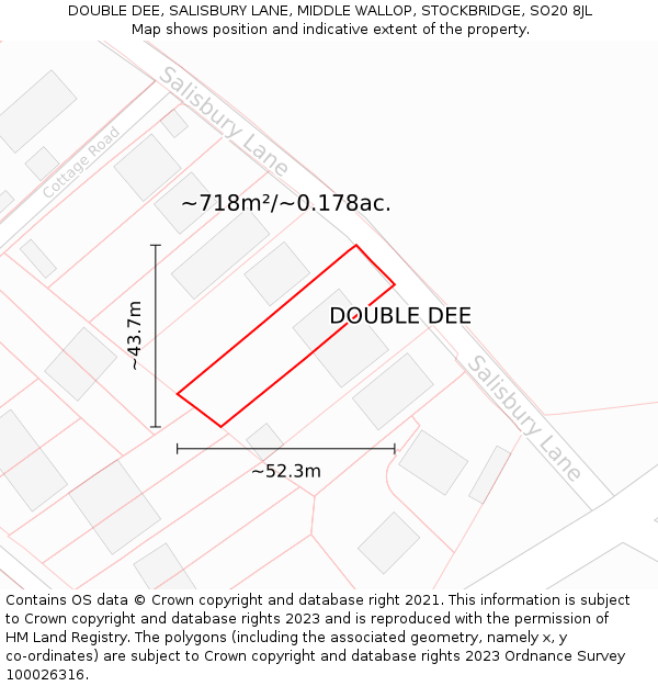 DOUBLE DEE, SALISBURY LANE, MIDDLE WALLOP, STOCKBRIDGE, SO20 8JL: Plot and title map