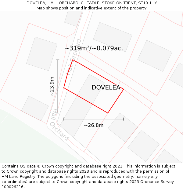 DOVELEA, HALL ORCHARD, CHEADLE, STOKE-ON-TRENT, ST10 1HY: Plot and title map