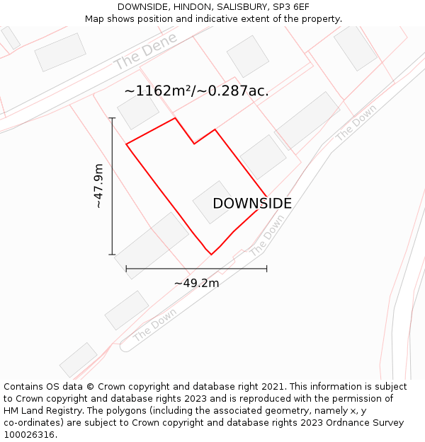 DOWNSIDE, HINDON, SALISBURY, SP3 6EF: Plot and title map