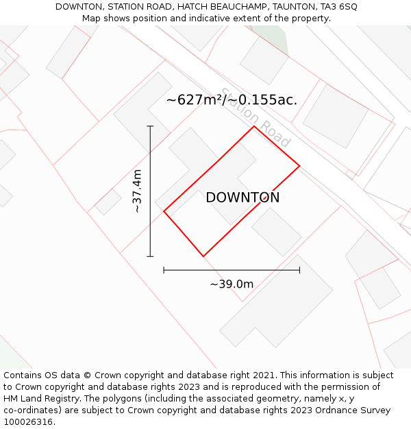 DOWNTON, STATION ROAD, HATCH BEAUCHAMP, TAUNTON, TA3 6SQ: Plot and title map