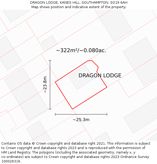 DRAGON LODGE, KANES HILL, SOUTHAMPTON, SO19 6AH: Plot and title map