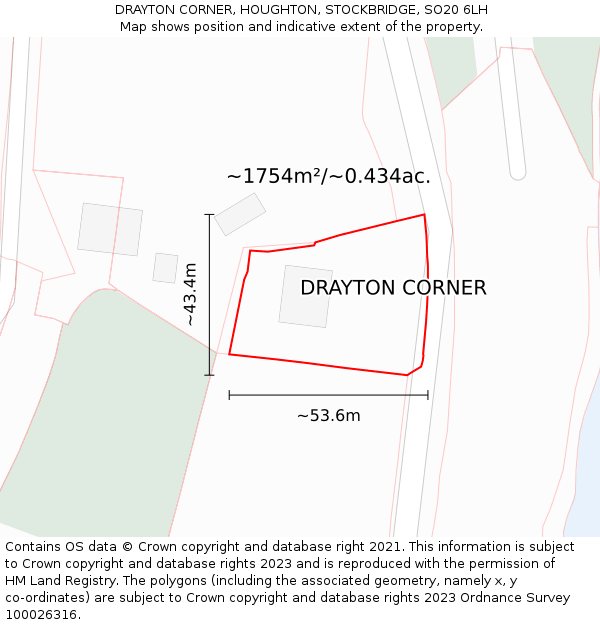 DRAYTON CORNER, HOUGHTON, STOCKBRIDGE, SO20 6LH: Plot and title map