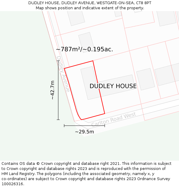 DUDLEY HOUSE, DUDLEY AVENUE, WESTGATE-ON-SEA, CT8 8PT: Plot and title map