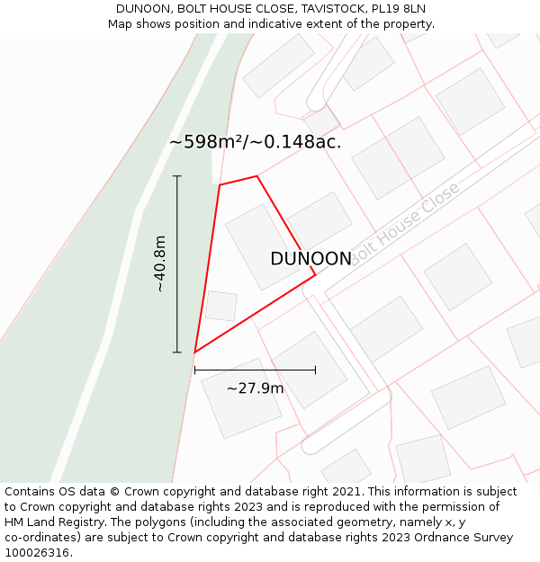 DUNOON, BOLT HOUSE CLOSE, TAVISTOCK, PL19 8LN: Plot and title map