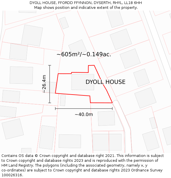 DYOLL HOUSE, FFORDD FFYNNON, DYSERTH, RHYL, LL18 6HH: Plot and title map