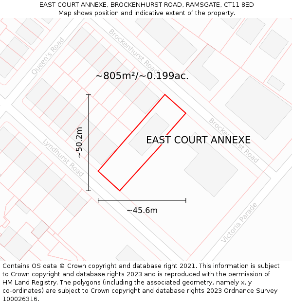 EAST COURT ANNEXE, BROCKENHURST ROAD, RAMSGATE, CT11 8ED: Plot and title map