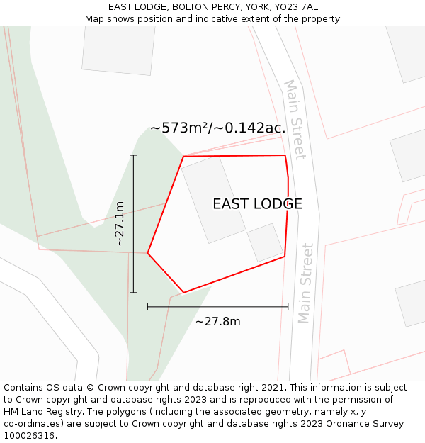 EAST LODGE, BOLTON PERCY, YORK, YO23 7AL: Plot and title map