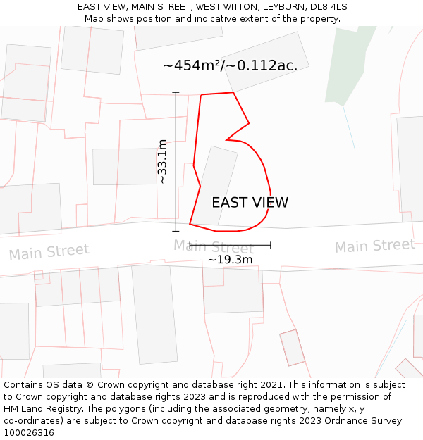 EAST VIEW, MAIN STREET, WEST WITTON, LEYBURN, DL8 4LS: Plot and title map