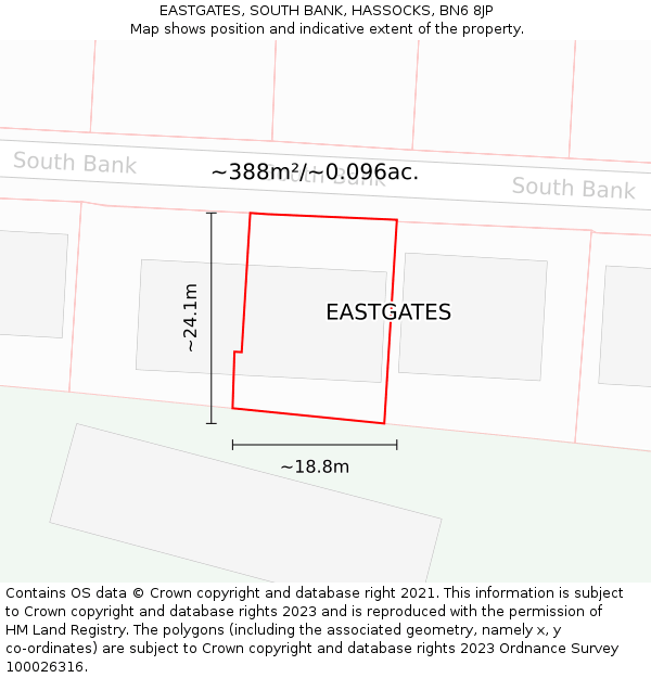 EASTGATES, SOUTH BANK, HASSOCKS, BN6 8JP: Plot and title map