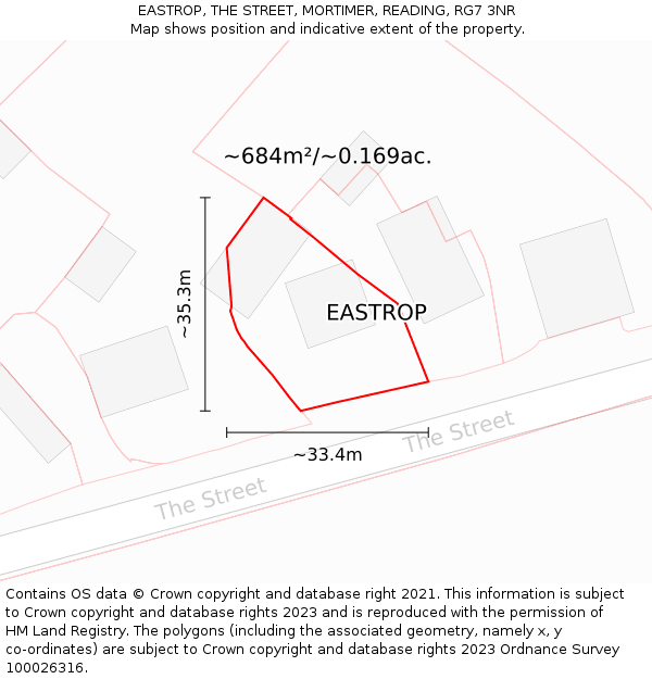 EASTROP, THE STREET, MORTIMER, READING, RG7 3NR: Plot and title map