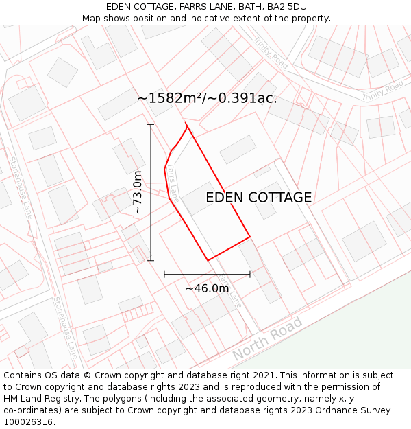 EDEN COTTAGE, FARRS LANE, BATH, BA2 5DU: Plot and title map