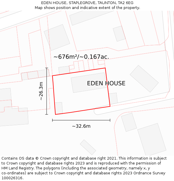 EDEN HOUSE, STAPLEGROVE, TAUNTON, TA2 6EG: Plot and title map