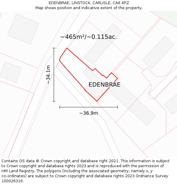 EDENBRAE, LINSTOCK, CARLISLE, CA6 4PZ: Plot and title map