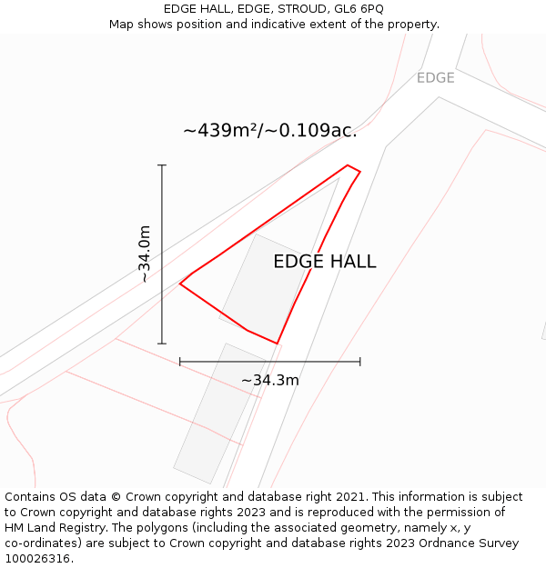 EDGE HALL, EDGE, STROUD, GL6 6PQ: Plot and title map