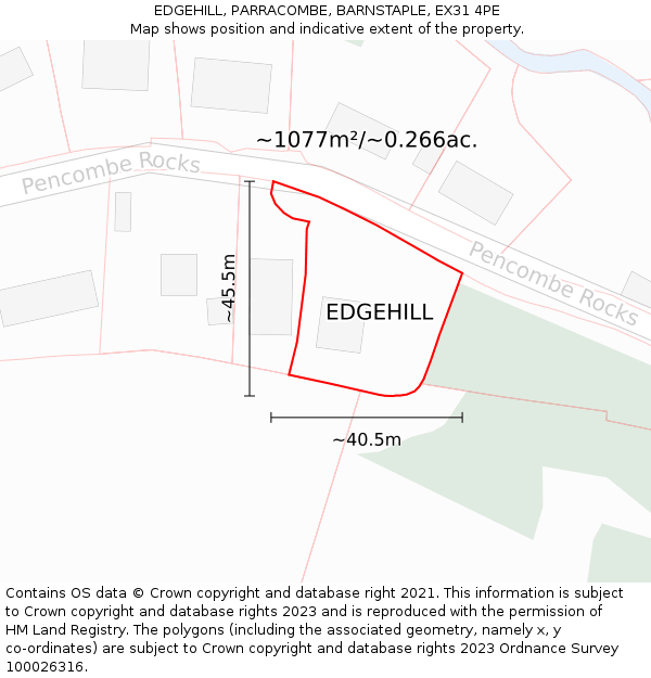 EDGEHILL, PARRACOMBE, BARNSTAPLE, EX31 4PE: Plot and title map