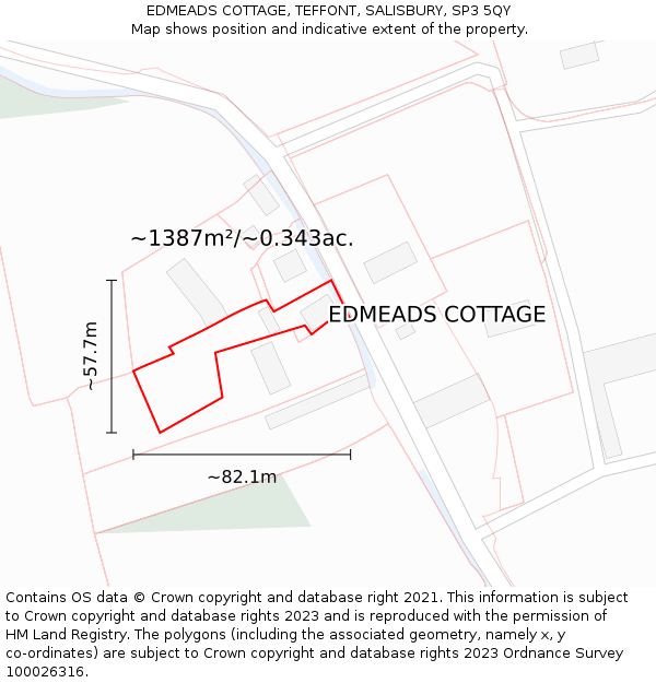 EDMEADS COTTAGE, TEFFONT, SALISBURY, SP3 5QY: Plot and title map