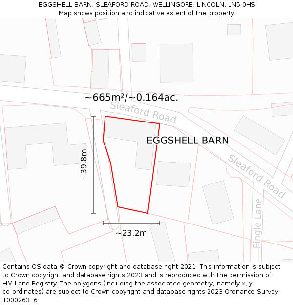 EGGSHELL BARN, SLEAFORD ROAD, WELLINGORE, LINCOLN, LN5 0HS: Plot and title map